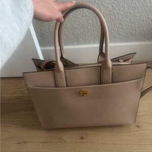 Tory Burch Beige Leather Laptop Bag